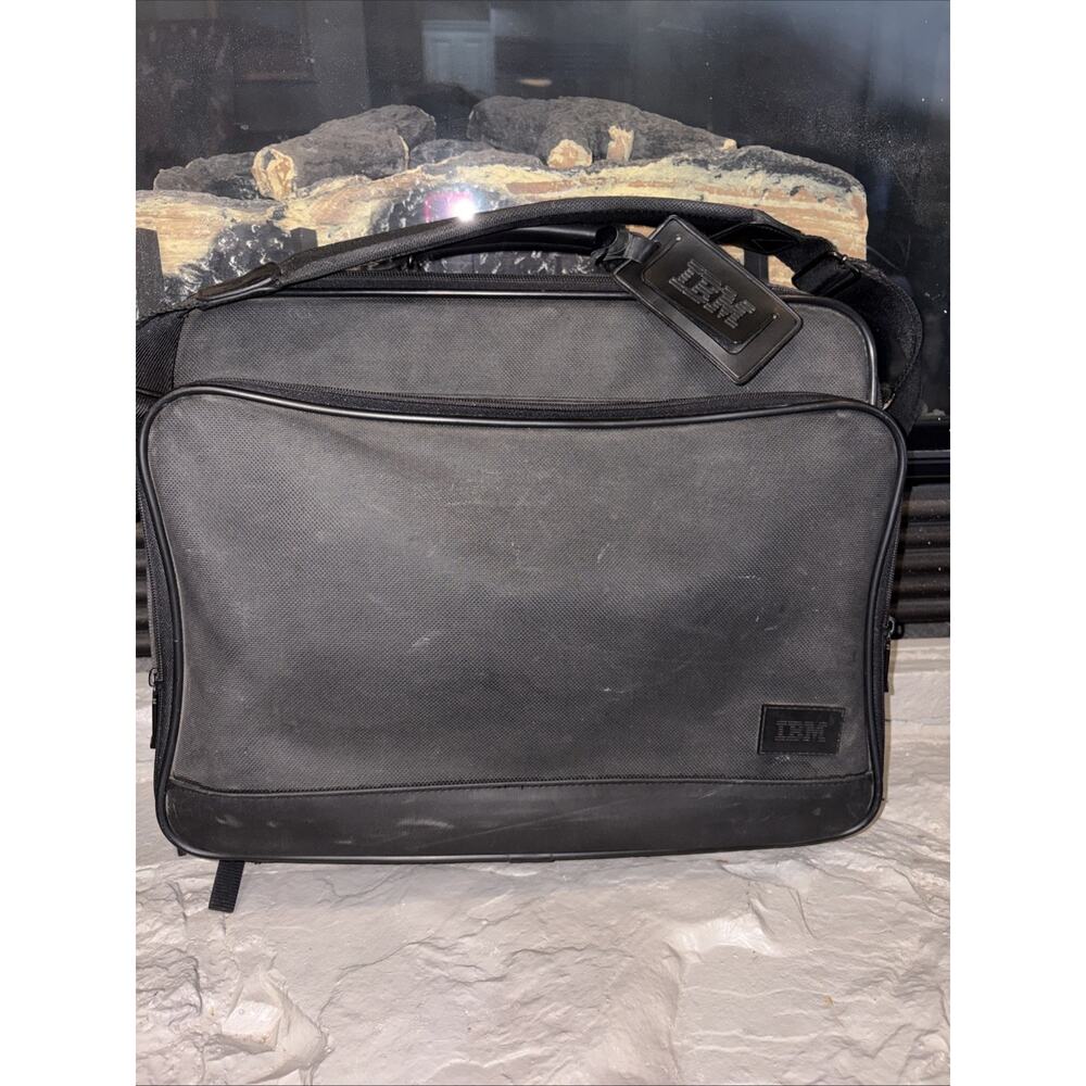 Vintage IBM Black 17" Laptop Briefcase Bag with Shoulder Strap Employee